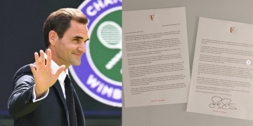 Roger Federer picture combined with his retirement letter